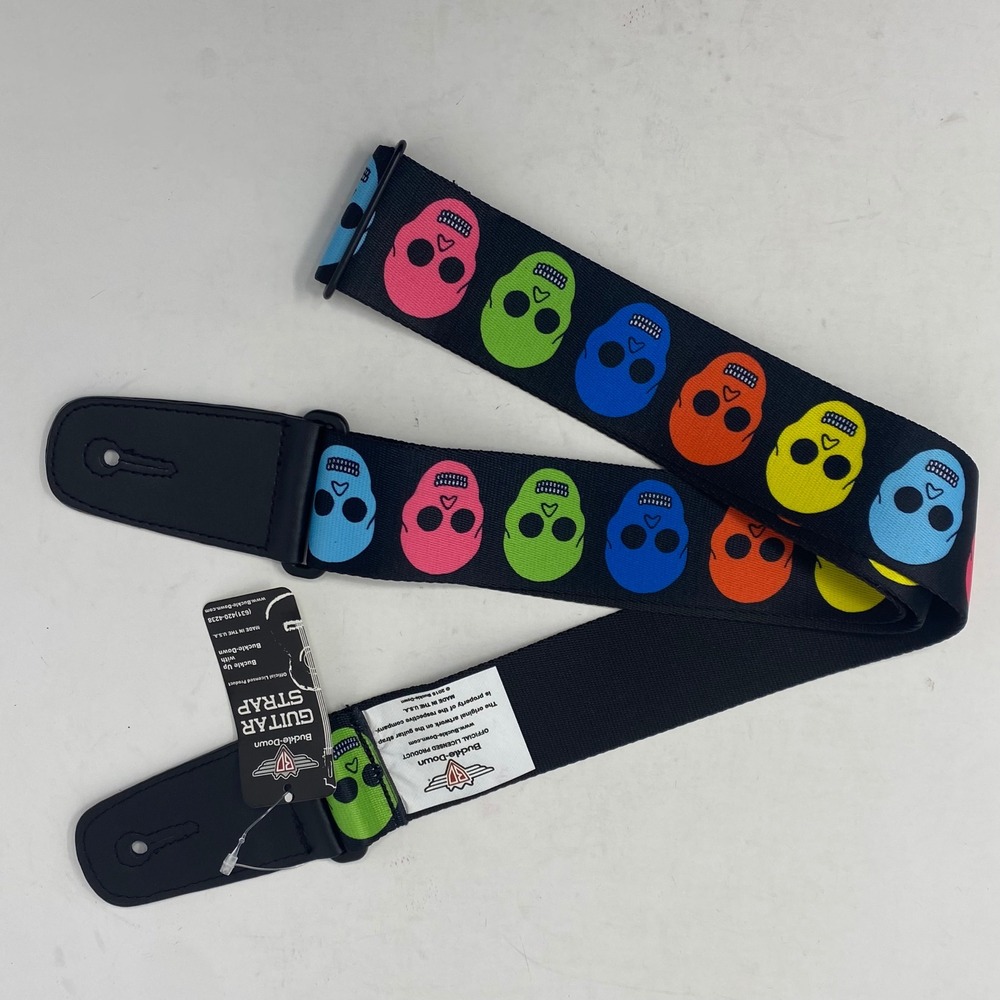 Buckle-Down Multi-Color Sugar Skulls Guitar Strap Black Polyester GS-W30578
